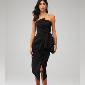 Elliatt MADILYN midi cascade Ruffle Strapless‎ Cocktail Dress size XS. NWT